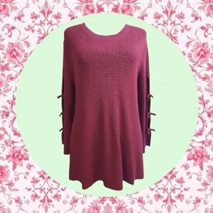 Faith & Zoe NWT Red Tizzy Bow Scoop Neck Long Sleeve Sweater Size L